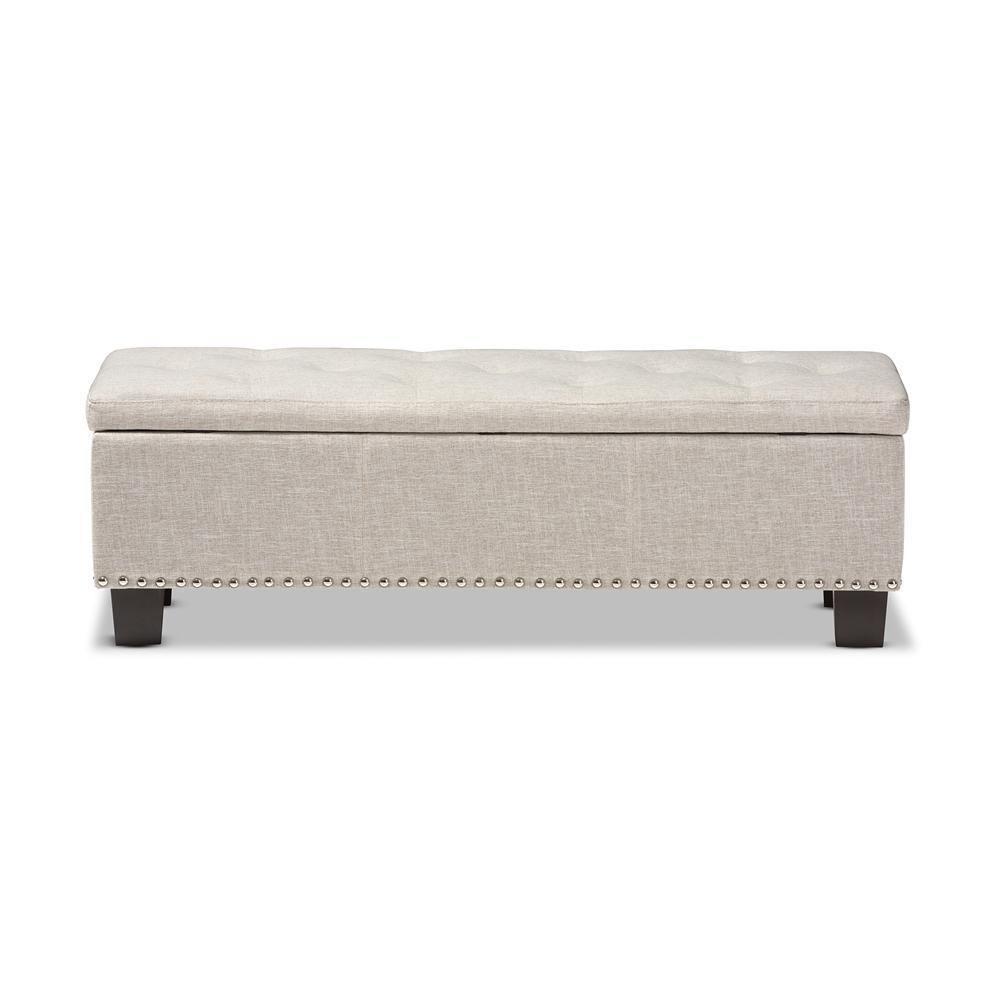 Hannah Modern and Contemporary Beige Fabric Upholstered Button-Tufting Storage Ottoman Bench FredCo