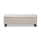 Hannah Modern and Contemporary Beige Fabric Upholstered Button-Tufting Storage Ottoman Bench FredCo