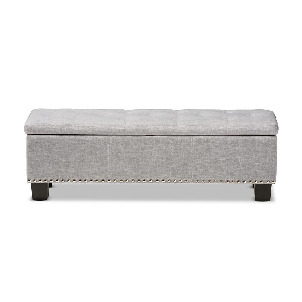Hannah Modern and Contemporary Grayish Beige Fabric Upholstered Button-Tufting Storage Ottoman Bench FredCo