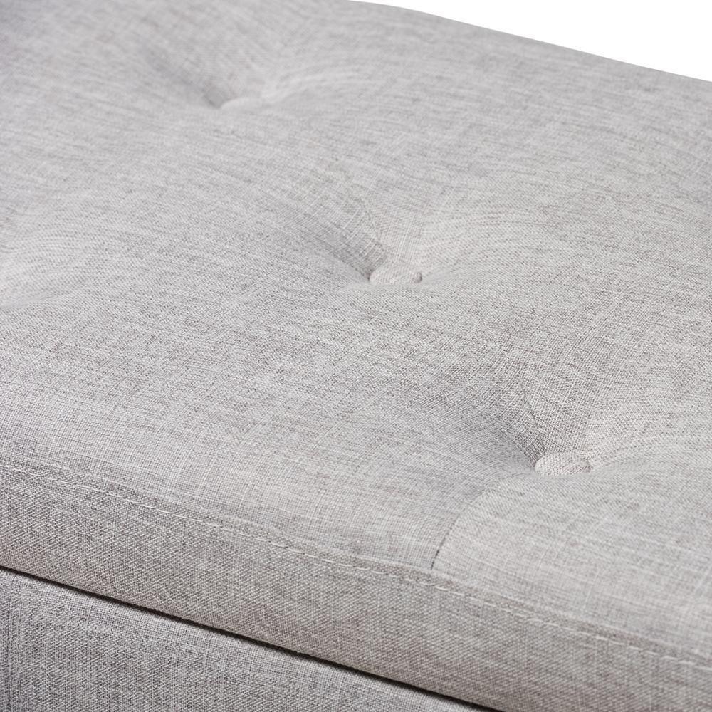 Hannah Modern and Contemporary Grayish Beige Fabric Upholstered Button-Tufting Storage Ottoman Bench FredCo