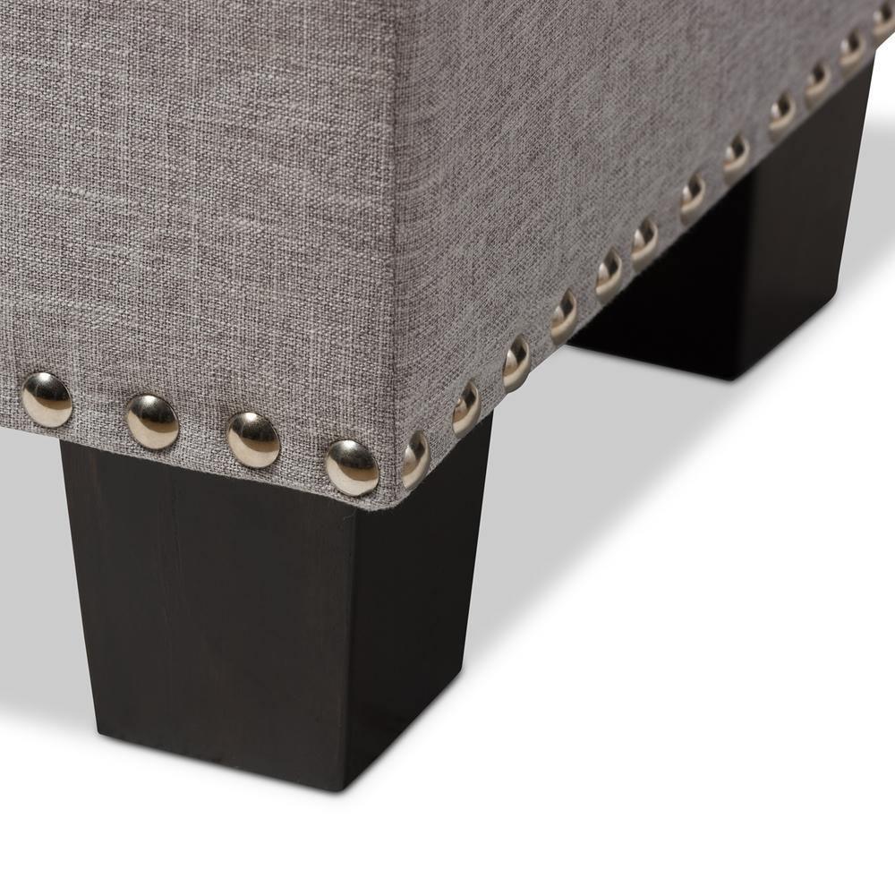 Hannah Modern and Contemporary Grayish Beige Fabric Upholstered Button-Tufting Storage Ottoman Bench FredCo
