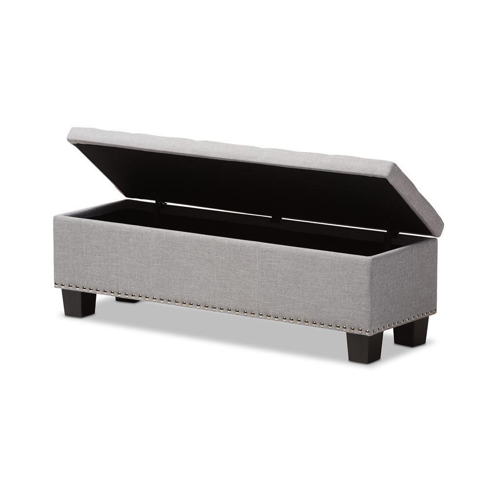 Hannah Modern and Contemporary Grayish Beige Fabric Upholstered Button-Tufting Storage Ottoman Bench FredCo