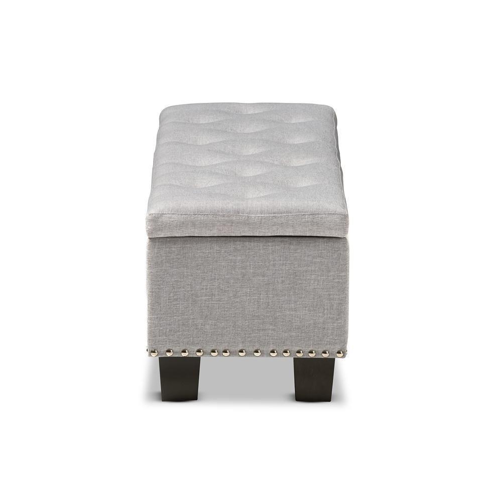 Hannah Modern and Contemporary Grayish Beige Fabric Upholstered Button-Tufting Storage Ottoman Bench FredCo