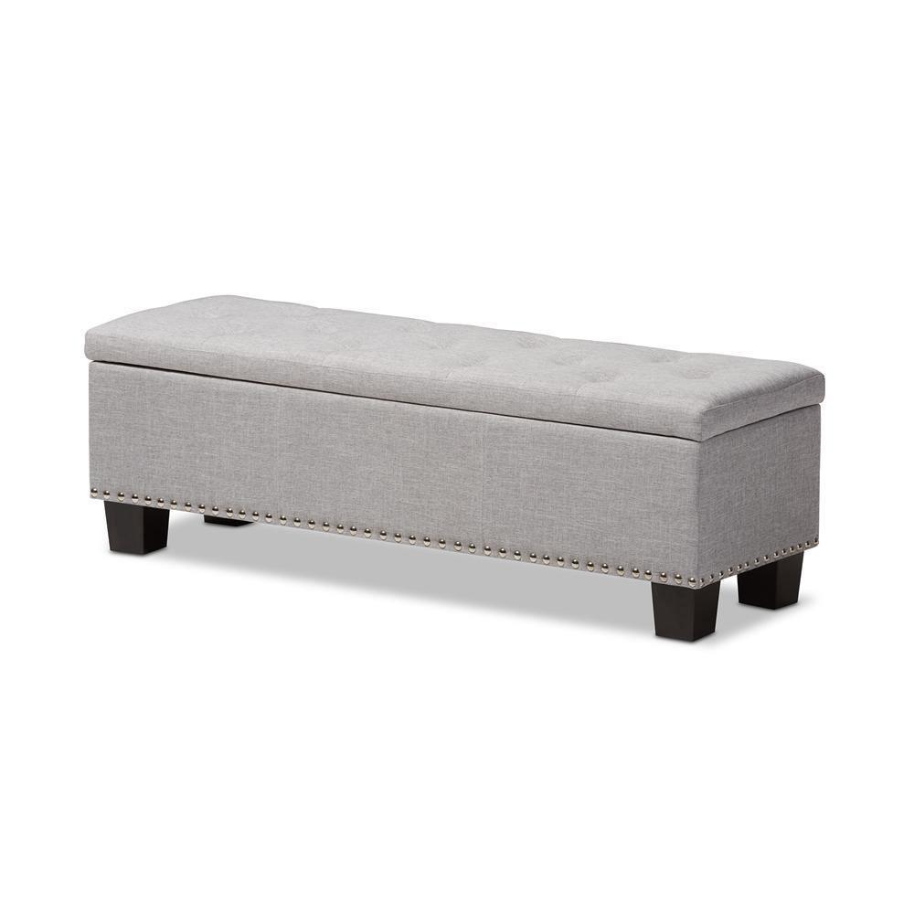 Hannah Modern and Contemporary Grayish Beige Fabric Upholstered Button-Tufting Storage Ottoman Bench FredCo