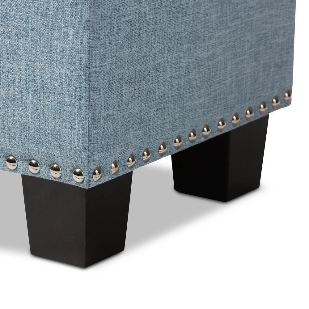 Hannah Modern and Contemporary Light Blue Fabric Upholstered Button-Tufting Storage Ottoman Bench FredCo