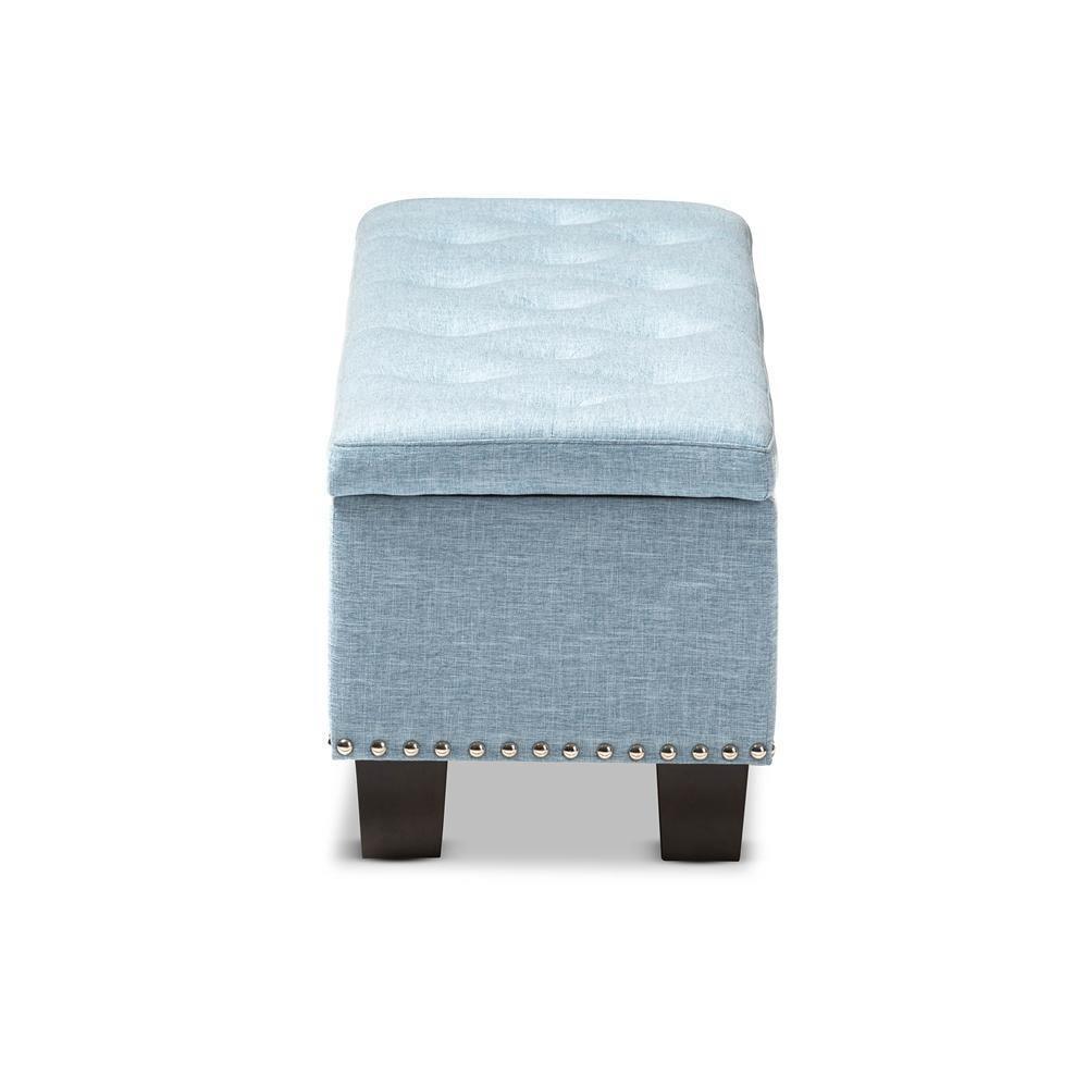 Hannah Modern and Contemporary Light Blue Fabric Upholstered Button-Tufting Storage Ottoman Bench FredCo