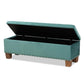 Hannah Modern and Contemporary Teal Blue Velvet Fabric Upholstered Button-Tufted Storage Ottoman Bench FredCo