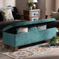 Hannah Modern and Contemporary Teal Blue Velvet Fabric Upholstered Button-Tufted Storage Ottoman Bench FredCo