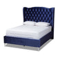 Hanne Glam and Luxe Purple Blue Velvet Fabric Upholstered Queen Size Wingback Bed FredCo