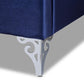 Hanne Glam and Luxe Purple Blue Velvet Fabric Upholstered Queen Size Wingback Bed FredCo