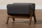 Hanson Mid-Century Modern Dark Grey Fabric and Walnut Brown Finished Wood Ottoman FredCo