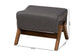 Hanson Mid-Century Modern Dark Grey Fabric and Walnut Brown Finished Wood Ottoman FredCo