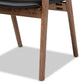 Harland Mid-Century Modern Black Faux Leather Upholstered and Walnut Brown Finished Wood 2-Piece Dining Chair Set FredCo