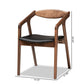 Harland Mid-Century Modern Black Faux Leather Upholstered and Walnut Brown Finished Wood 2-Piece Dining Chair Set FredCo