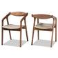 Harland Mid-Century Modern Grey Faux Leather Upholstered and Walnut Brown Finished Wood 2-Piece Dining Chair Set FredCo