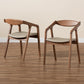 Harland Mid-Century Modern Grey Faux Leather Upholstered and Walnut Brown Finished Wood 2-Piece Dining Chair Set FredCo
