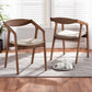 Harland Mid-Century Modern Grey Faux Leather Upholstered and Walnut Brown Finished Wood 2-Piece Dining Chair Set FredCo