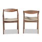 Harland Mid-Century Modern Grey Faux Leather Upholstered and Walnut Brown Finished Wood 2-Piece Dining Chair Set FredCo
