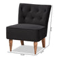 Harmon Modern and Contemporary Transitional Black Velvet Fabric Upholstered and Walnut Brown Finished Wood Accent Chair FredCo