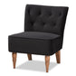 Harmon Modern and Contemporary Transitional Black Velvet Fabric Upholstered and Walnut Brown Finished Wood Accent Chair FredCo