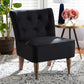Harmon Modern and Contemporary Transitional Black Velvet Fabric Upholstered and Walnut Brown Finished Wood Accent Chair FredCo