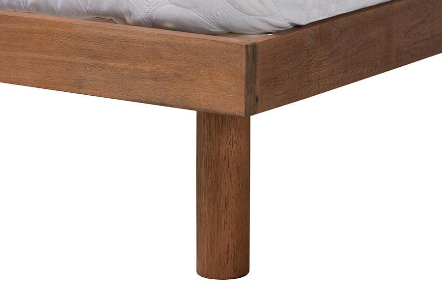 Harper Mid-Century Modern Transitional Walnut Brown Finished Wood Full Size Platform Bed with Charging Station FredCo