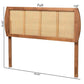 Harris Mid-Century Modern Ash Walnut Finished Wood and Synthetic Rattan Full Size Headboard FredCo