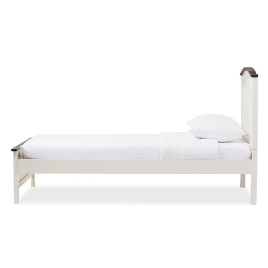 Harry Classic Butter Milk and Walnut Finishing Twin Size Platform Bed FredCo