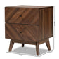 Hartman Mid-Century Modern Walnut Brown Finished Wood 2-Drawer Nightstand FredCo