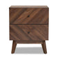 Hartman Mid-Century Modern Walnut Brown Finished Wood 2-Drawer Nightstand FredCo