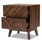 Hartman Mid-Century Modern Walnut Brown Finished Wood 2-Drawer Nightstand FredCo