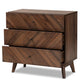 Hartman Mid-Century Modern Walnut Brown Finished Wood 3-Drawer Storage Chest FredCo