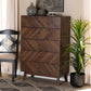 Hartman Mid-Century Modern Walnut Brown Finished Wood 5-Drawer Storage Chest FredCo