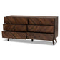 Hartman Mid-Century Modern Walnut Brown Finished Wood 6-Drawer Dresser FredCo