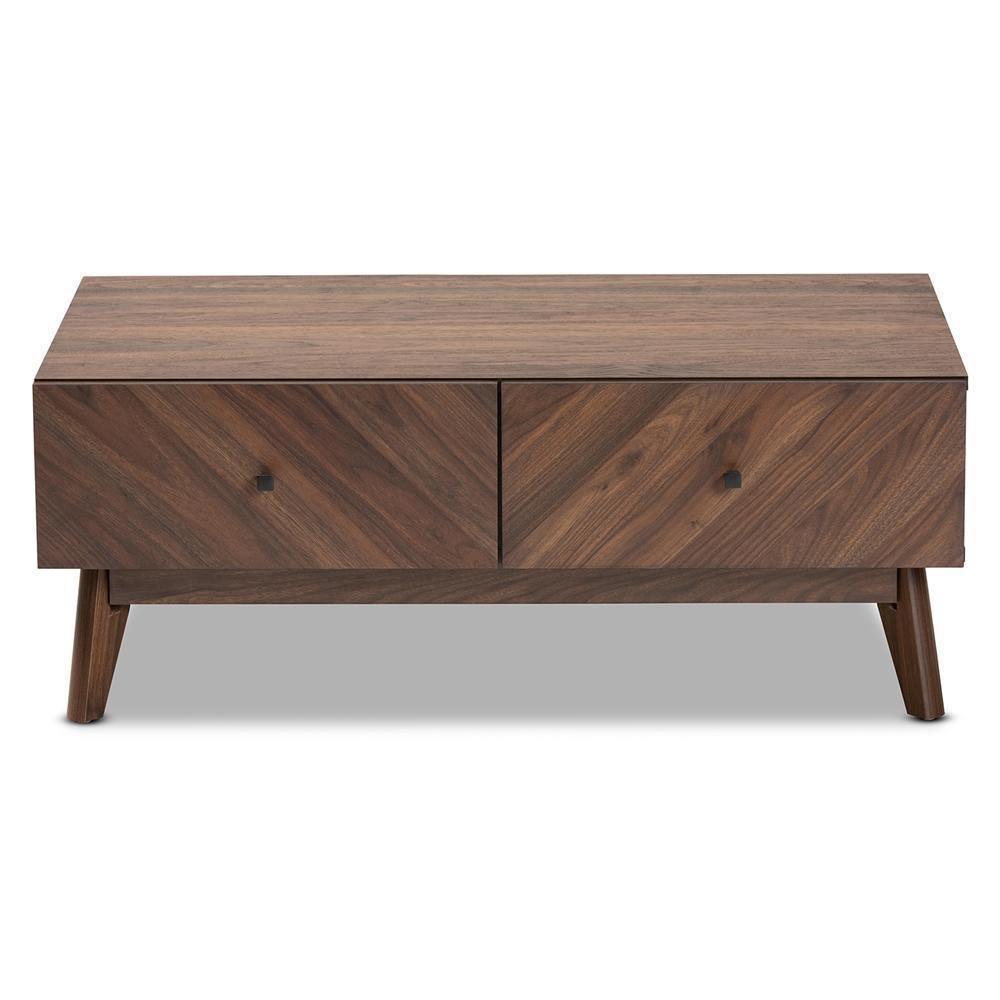 Hartman Mid-Century Modern Walnut Brown Finished Wood Coffee Table FredCo