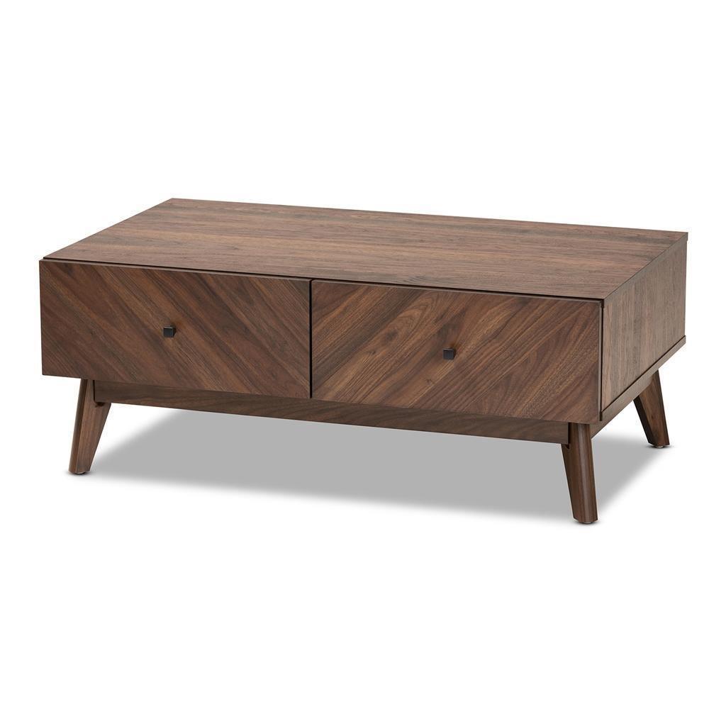 Hartman Mid-Century Modern Walnut Brown Finished Wood Coffee Table FredCo