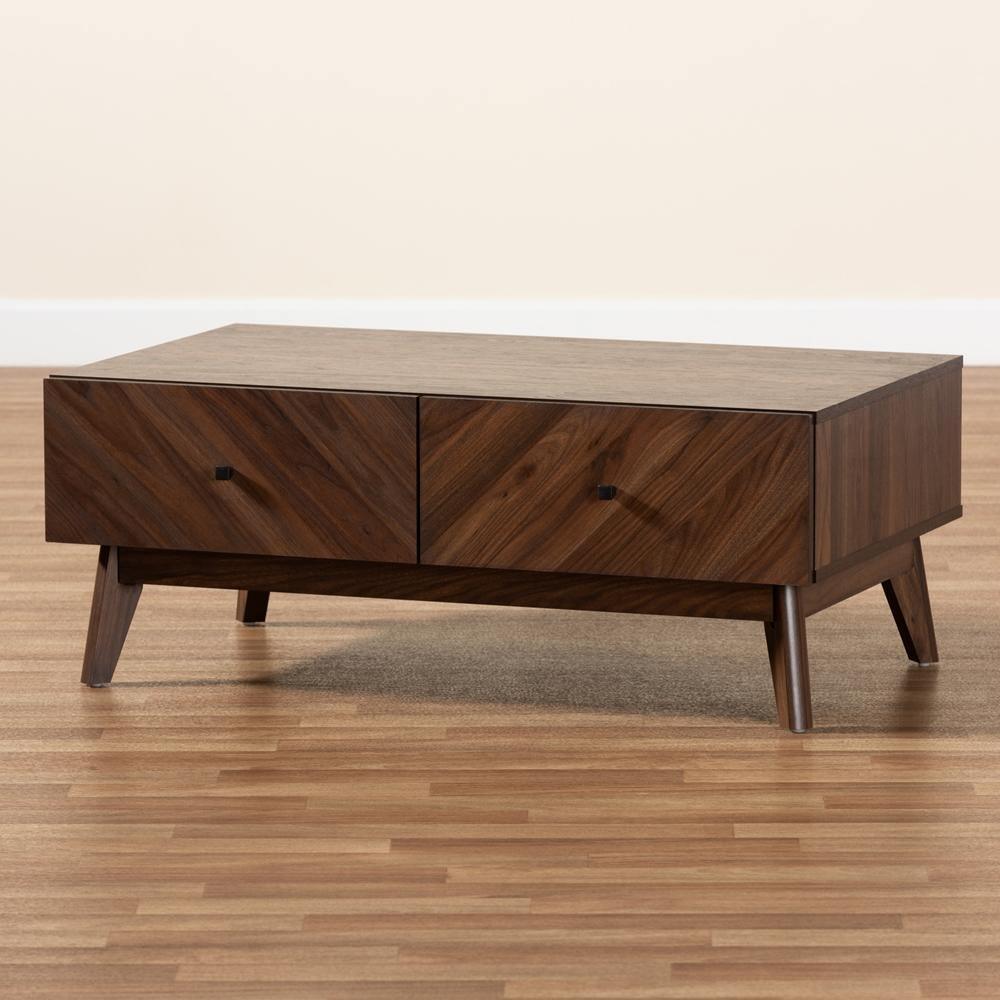 Hartman Mid-Century Modern Walnut Brown Finished Wood Coffee Table FredCo