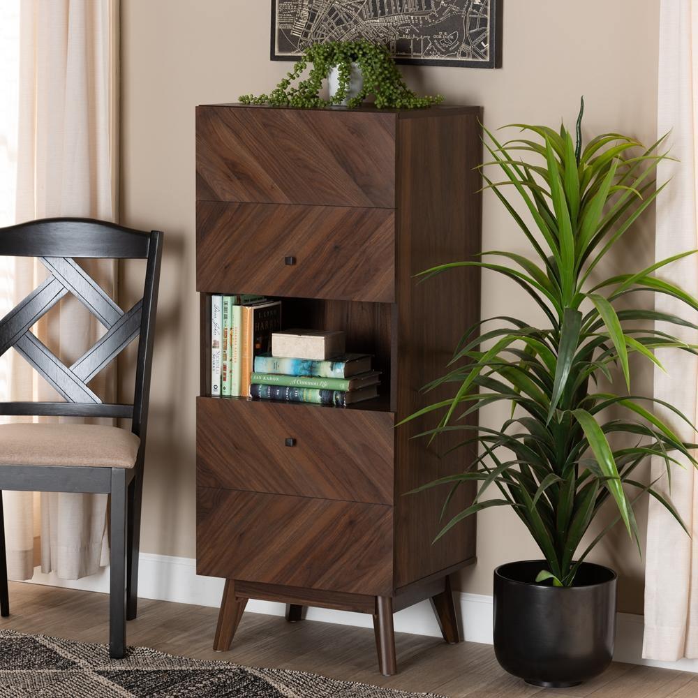 Hartman Mid-Century Modern Walnut Brown Finished Wood Storage Cabinet FredCo