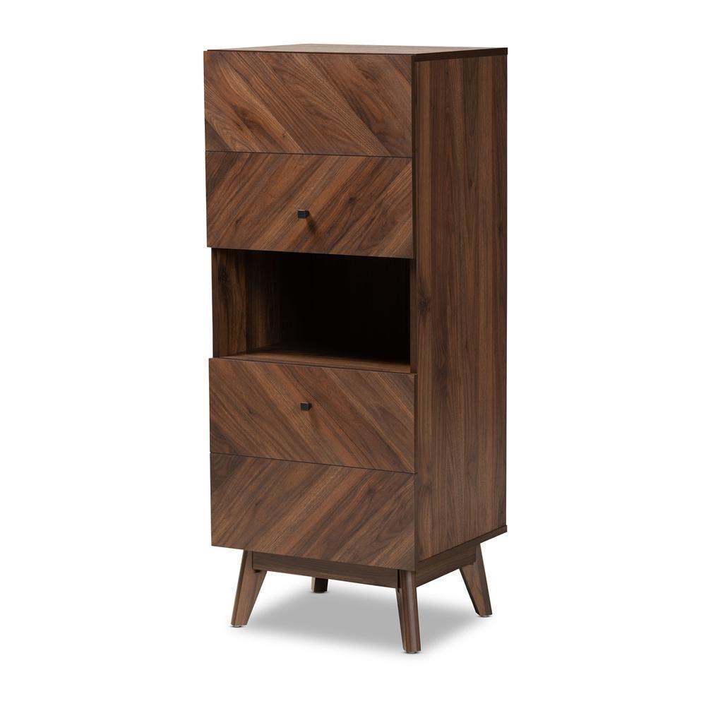Hartman Mid-Century Modern Walnut Brown Finished Wood Storage Cabinet FredCo