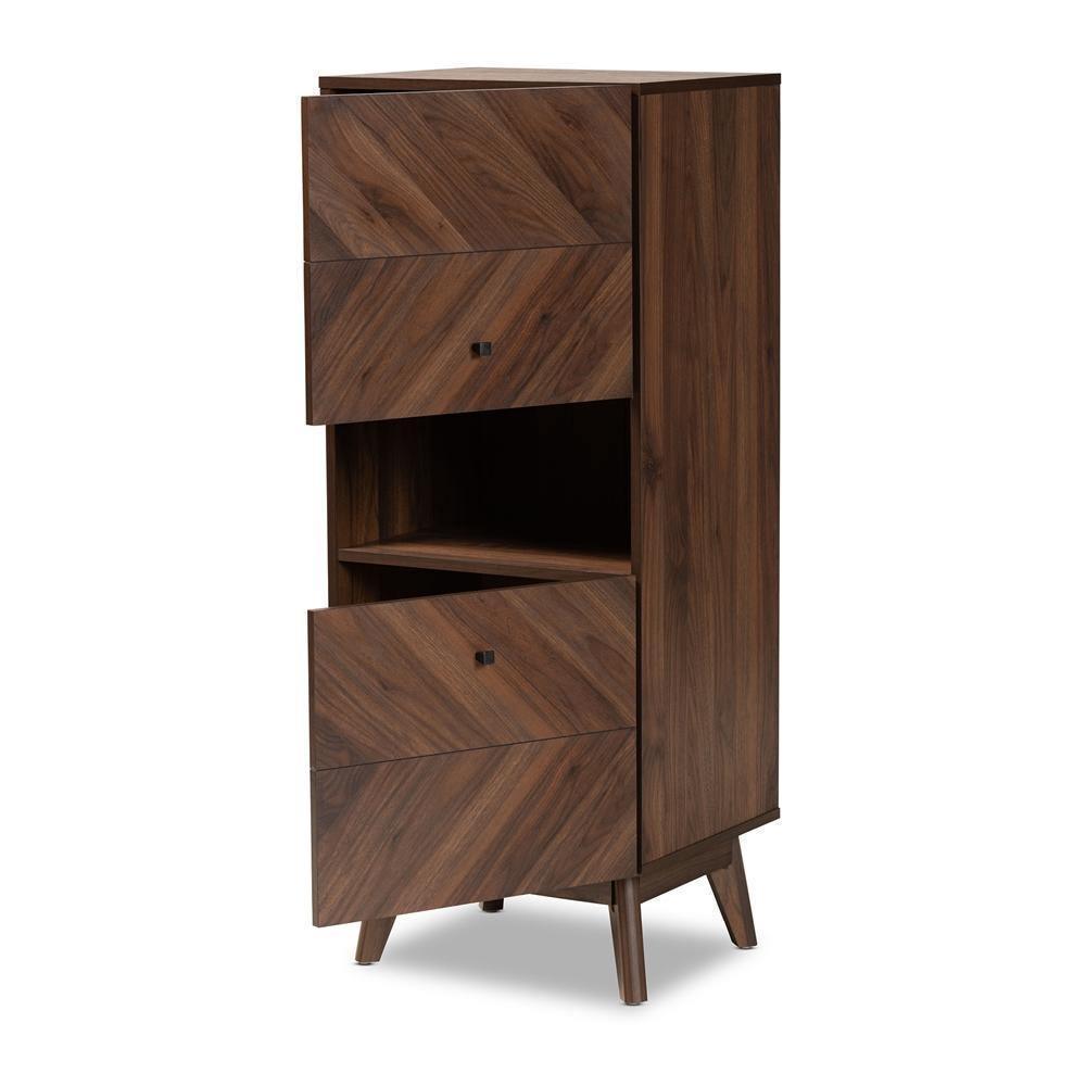 Hartman Mid-Century Modern Walnut Brown Finished Wood Storage Cabinet FredCo