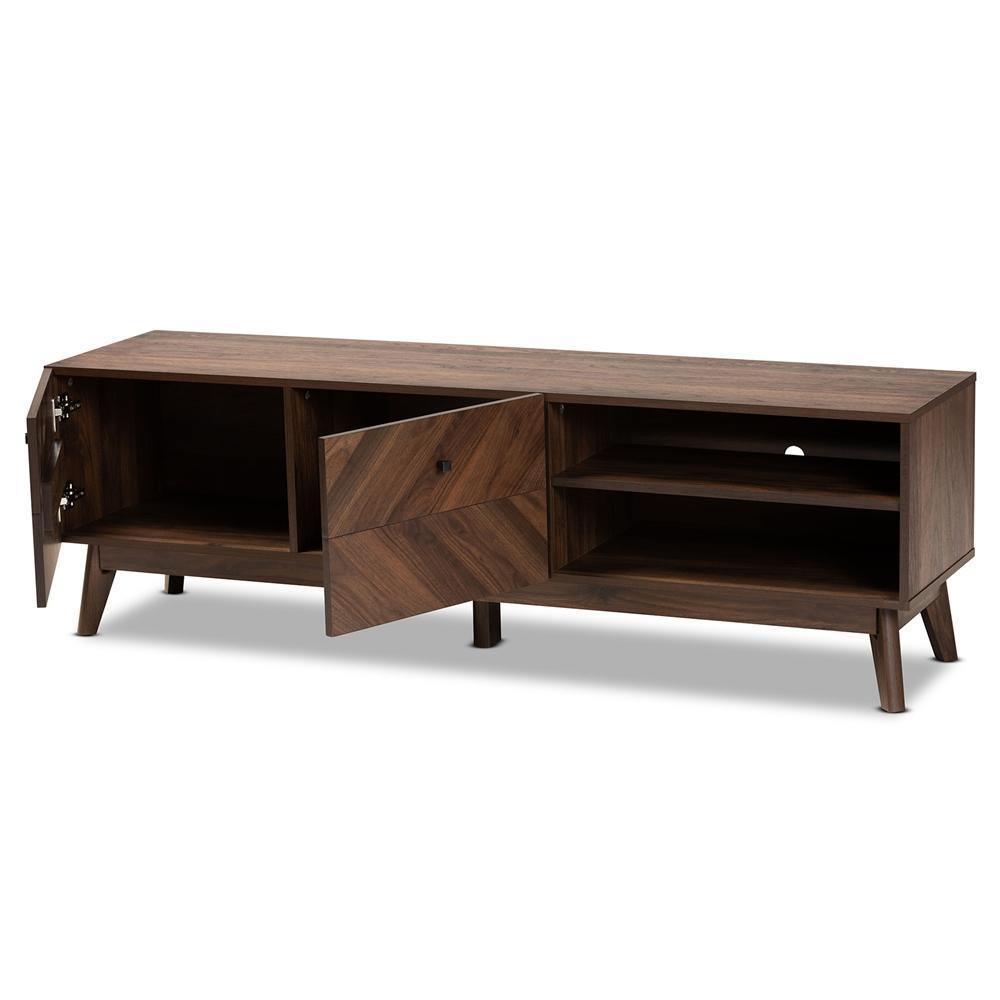 Hartman Mid-Century Modern Walnut Brown Finished Wood TV Stand FredCo