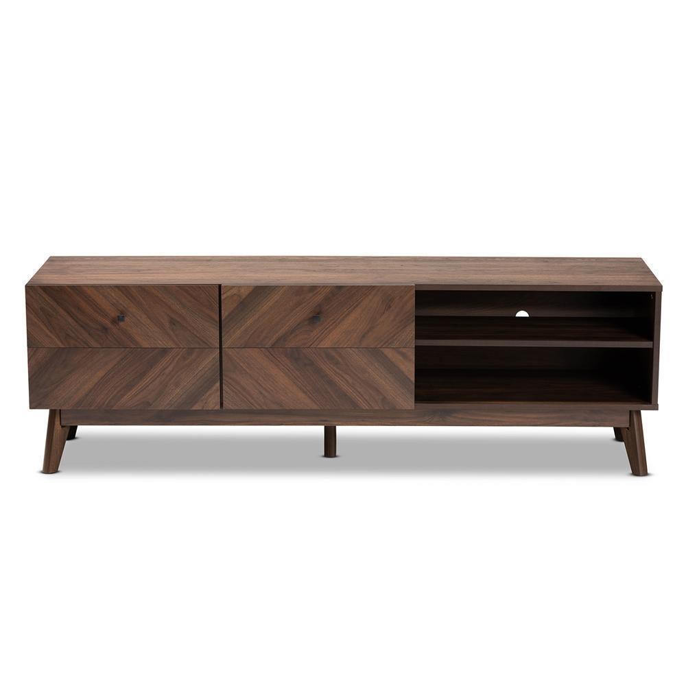 Hartman Mid-Century Modern Walnut Brown Finished Wood TV Stand FredCo