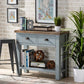 Hastin Classic and Traditional Two-Tone Grey and Antique Brown Finished Wood 2-Drawer Console Table FredCo