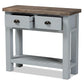 Hastin Classic and Traditional Two-Tone Grey and Antique Brown Finished Wood 2-Drawer Console Table FredCo