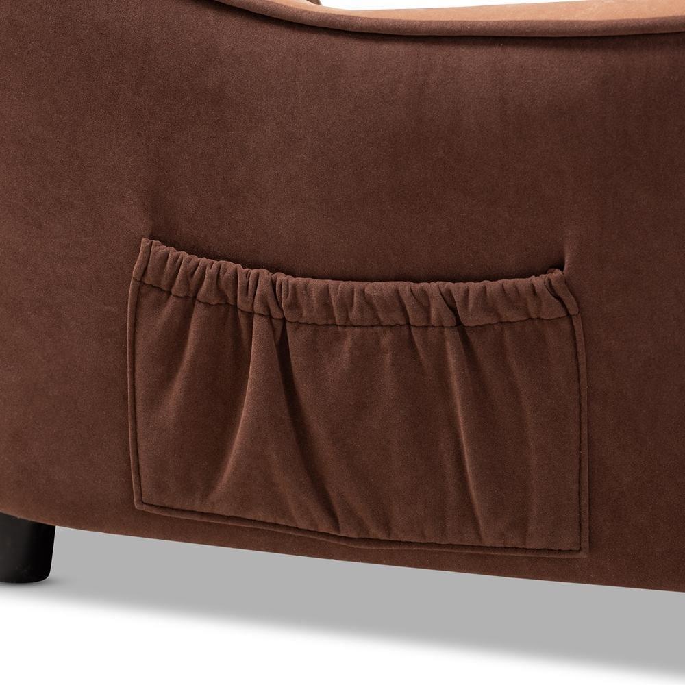 Hayes Modern and Contemporary Two-Tone Light Brown and Dark Brown Fabric Upholstered Pet Sofa Bed FredCo