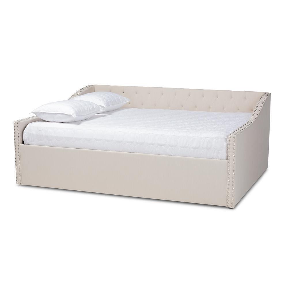 Haylie Modern and Contemporary Beige Fabric Upholstered Queen Size Daybed FredCo