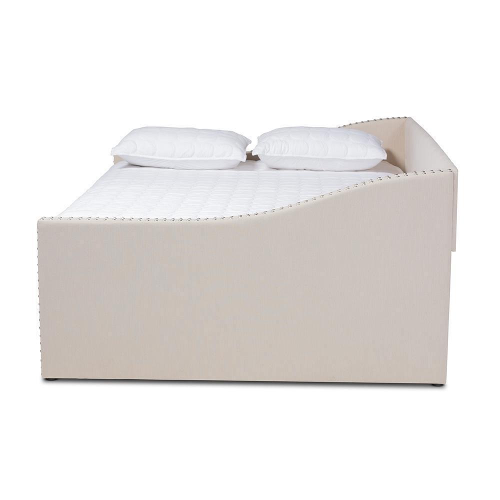 Haylie Modern and Contemporary Beige Fabric Upholstered Queen Size Daybed FredCo