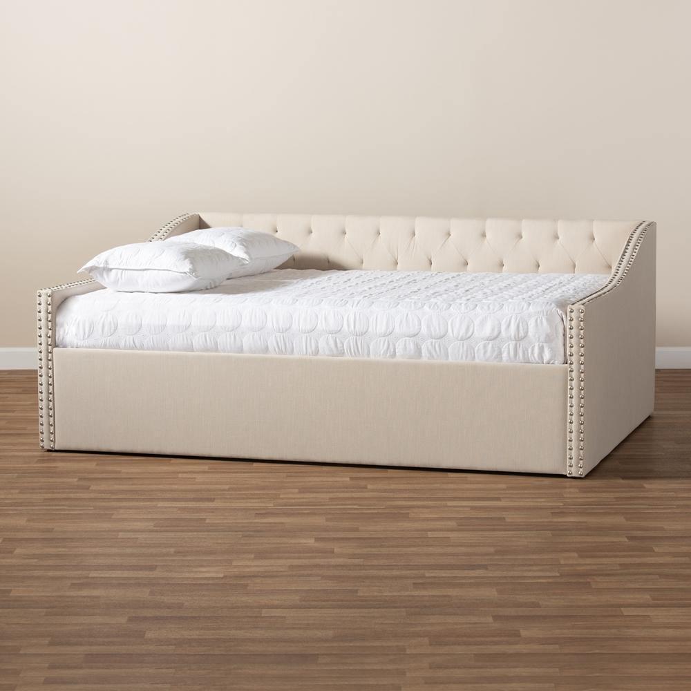 Haylie Modern and Contemporary Beige Fabric Upholstered Queen Size Daybed FredCo