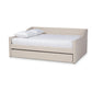 Haylie Modern and Contemporary Beige Fabric Upholstered Queen Size Daybed with Roll-Out Trundle Bed FredCo