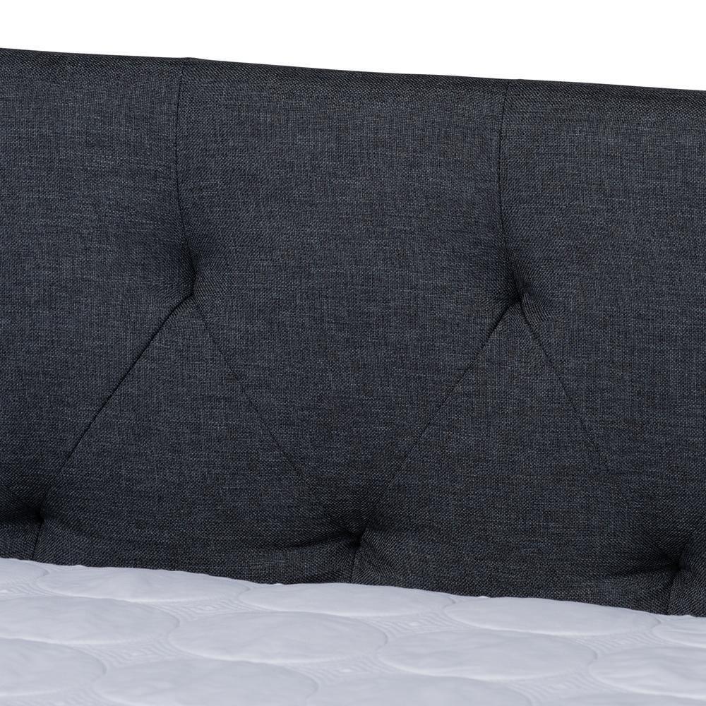 Haylie Modern and Contemporary Dark Grey Fabric Upholstered Full Size Daybed with Roll-Out Trundle Bed FredCo